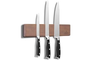 ENOKING 26cm Porte Couteaux Aimanté, Aimant Couteau Mural avec Aimant Extra Puissant, Barre Aimantée pour Couteaux en Bois D'Acacia, Support Couteaux Aimanté pour une Cuisine Bien Rangée