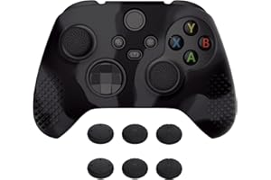 ‎EXTREMERATE eXtremeRate PlayVital Schutzhülle für Xbox Series S/X,Case Anti-Rutsche Hülle aus weichem Gummi,6 Stück Schwarze Stick Aufsätze für Xbox Series S/X Controller(Dunkelgrau & Schwarz)