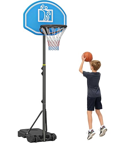 Canestro Da Basket Regolabile HOMCOM 160-210 Cm - Con Tabellone In PE, Base Riempibile Con Acqua/Sabbia E Ruote