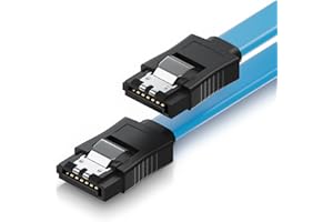 deleyCON 50cm kabel SATA III kabel danych S-ATA 3 - HDD SSD kabel połączeniowy kabel połączeniowy metalowy klips 6 GBit/s - 2 proste wtyki typu L - niebieski