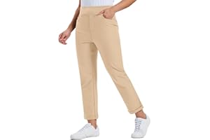 MoFiz Pantalon de Golf pour Femme avec Poches Pantalon Bureau de Extensible Pantalons de Business avec Ceinture élastique imperméable pour Sport, Voyage et Travail UPF50+