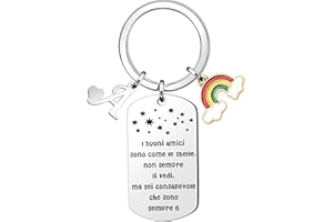 bifriend Regalo portachiavi di Amicizia,Promemoria Argento A-Z 26 Iniziale Ciondolo Portachiavi Per Amici Sorelle Colleghi Compleanno Natale Diploma Lunga Distanza
