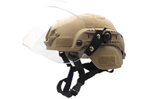 LEJUNJIE Casque Tactique Mich 2000 Fast avec Lunettes de Protection Transparentes Riot Visor Face Shield pour Airsoft Paintball CS War Games Sports de Plein air