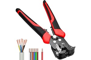 QEANY Pince à Dénuder Automatique, Pince Coupante Auto-Ajustable, Dénudeuse/Coupe/Sertissage, pour Dénuder et Couper, Cables Electriques