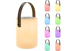 ‎GGII GGII Akku Outdoor Lampe, LED Outdoor Lampe, Nachttischlampe Touch Dimmbar, Tragbar LED Lampe - Warmweiß & RGB Farbwechsel Tischlampe, USB Aufladbar Nachtlicht mit Memoryfunktion für Wohnzimmer Garten