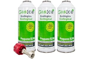 Ralertreik Pack Gasica V2 Ekologiskt Kylgas Ersättning för R22/R407/R32 och R410A (3 Flaskor + Nyckel)
