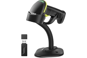 Inateck 2D-streckkodsskanner med intelligent stativ, trådlös QR-kodsskanner, handskanner med app och SDK, 2D-bild med 2600 mA