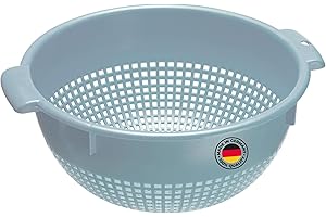 Westmark Scolapasta, con Manici Incassati e Supporti per Fissaggio, Plastica, Blu, 2126221B