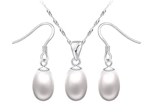 Mecool Set collana e orecchini con pendente | Zirconi cubici/Argento sterling S925 | Parure di gioielli da donna