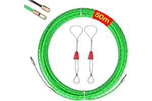 EIKEJI Sonda Passacavi Professionale,Sonda Elettricista 4.5mm 50 Metri,Sonda Tiracavi Con 2 Molla Di Guida,Sonda Tiracavi Cavo,Estrattore Cavi Per Cavi Elettricista (Verde)