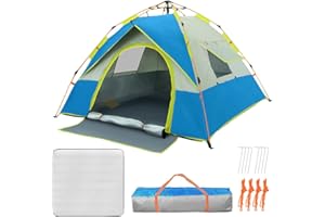 HJZ Camping Tent Automatic Instant Pop-Up Tent Family 3-4 Person Dome Tent, Waterproof Windproof Canopy Shelter Portable for Backpacking Trekking Camping Hiking Climbing Picnic Beach Fishing Outdoor