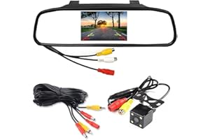 HUACANG Wried Reversing Camera Kit 4.3 inch TFT LCD Car Rear View Mirror Monitor 4LEDs Waterproof Night Vision Reverse Backup Rear View Camera