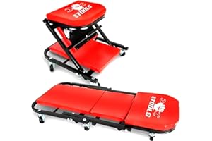 Chariot de Visite BM TOOLS Mécanicien Convertible en Siège d'Atelier - Garagiste/Mécanique 2 en 1 - Transformable en Tabouret