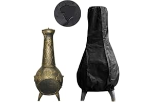 miuline Chiminea Cover Outdoor Patio Heater Cover UV Waterproof Weatherproof Heater Cover Garden Chimney Fire Pit Fountain Protector Black 122CM