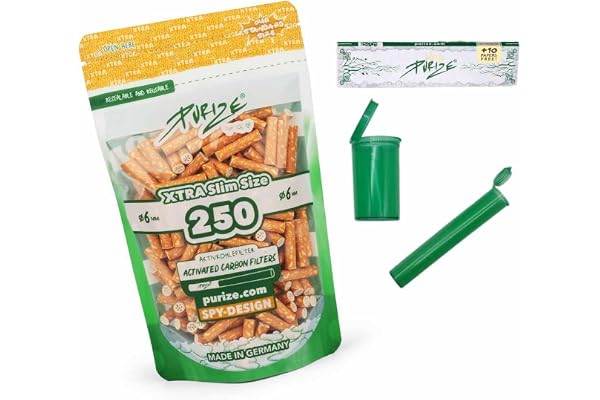PURIZE Xtra smal storlek 6 mm (5,9 mm) aktivt kolfilter med 2 keramiska lock inklusive foderrör, popup-behållare, papper och