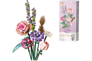 HOMTOL Flower Bouquet Bricolaje - Bloques de Construcción de Ramo de Flores，Juego de Construcción de Flores de Mini Ladrillos， Regalo y Decoración de Flores para Adultos y Niños, Regalo
