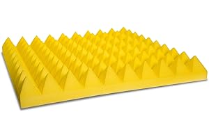 KEYHELM S.R.L. Pannello Fonoassorbente Piramidale 6cm Verniciato Giallo zinco - 50x50cm - Pacco da 4(1m²)