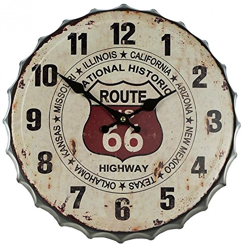Retro Deko Wanduhr ROUTE 66 US Highway Vintage Wanddeko Shabby Biker Amerika USA