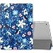 Produktbild MoKo Hülle für Neu iPad 9.7 Zoll 2018 / 2017 - PU Leder Tasche Schutzhülle Schale Smart Case mit Translucent Rücken Deckel, mit Auto Schlaf / Wach Funktion und Stanfunktion, Blau Blumen