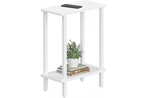 TUTOTAK Small Side Table, Narrow End Table, Skinny Sofa Table, Slim Nightstand, Living Room, Bed Room, White TB01BW062EU