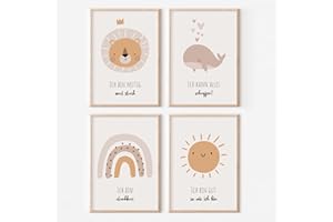 MeinBaby123® Set di 4 Affirmationsbilder DIN A4 | Immagini per Cameretta dei Bambini | Poster Decorativi da Parete Premium (Affirmations Set V6)