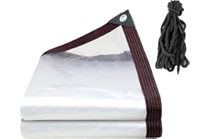 MADGININE Clear Tarpaulin Waterproof Heavy Duty 2mx3m,Tarpaulin Waterproof Heavy Duty with 80% Light Transmission,Clear Tarpaulin Reinforced Edges Eyelets,Perfect for Greenhouses,Garden,Camping More