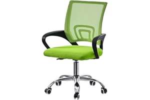 OFCASA Office Desk Chair Adjustable Mesh Swivel Chair Mid-Back Computer Chair with Armrest and Lumbar Support, 360° Rotation for Study and Works Chair, Green