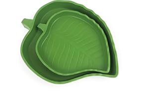 Bailinks 2 Pieces Tortoise Water Bowls, Reptile Food Water Bowls Leaf Shape tortoise accessories Tortoise Food Bowl for Crawl Pet Tortoises or Small Reptiles