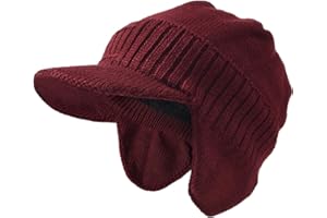 VECRY Men Knitted Visor Beanie Fleece Lined Cuff Winter Daily Newsboy Cap