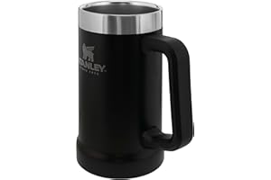 STANLEY 1913 Adventure Vacuum Beer Stein 0.7L - Travel Mug Keeps Drinks Cold for 7 Hours - Stainless Steel Thermal Cup with Handle - Dishwasher Safe - Matte Black