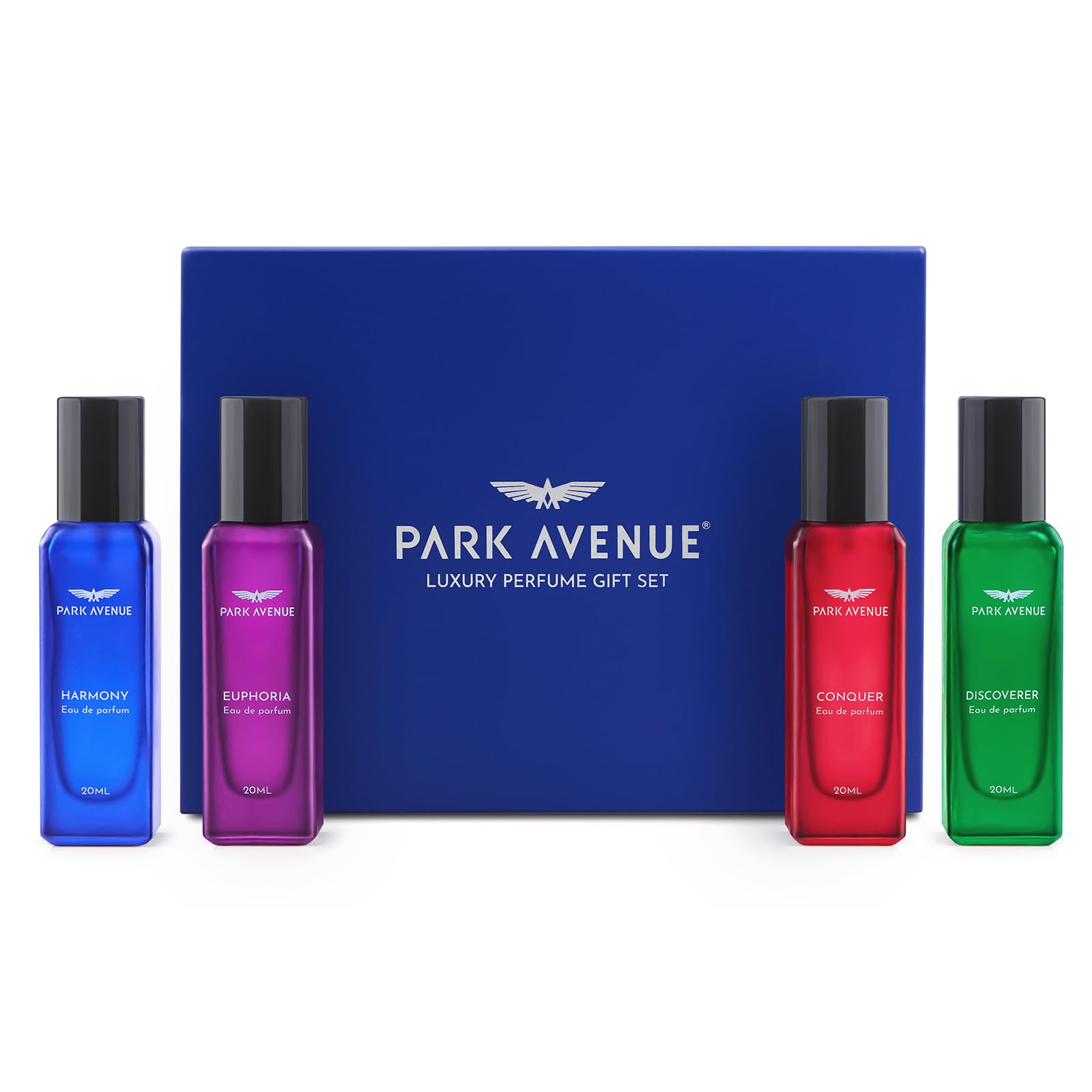 Park Avenue Luxury Perfume Gift Set for Men, 4x20 ml | Euphoria, Conquer, Harmony & Discoverer Perfume | Eau De Parfum | Prem