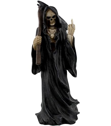 Décoration Spirituelle Mexique Figurine Sainte Mort DRW - Résine Noire 29cm Santa Muerte 29cm