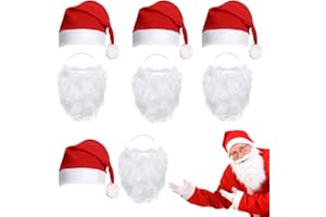 RHSEMI Weihnachtsmütze und Lustiger Weihnachtsmann Bart,Wiederverwendbare Gesichtsmaske mit Bart,Weihnachtsmütze für Männer und Frauen Verkleidung Weihnachtsmann/Weihnachten Zubehör