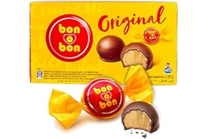 Bonbon de Cioccolato con Cialda Croccante e Ripieno di Crema di Arachidi, Argentina, Box 270g - ARCOR bon-o-bon Original - Bombones con Crema de Maní, 270g
