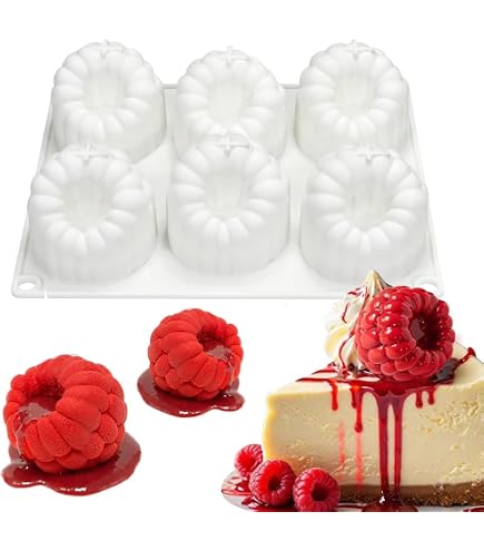 YZROHYI Moules en silicone, 6 cavités framboises, moule en silicone pour pralines, moule à gâteau, moule à dessert, moules à bonbons pour chocolat, moules à gâteau réutilisables pour bonbons