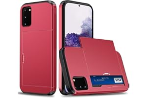 Beajew Handyhülle für Samsung Galaxy S20 FE Case Silikon, mit Kartenfach Silikon TPU Handyhülle Dünn Weiche Stoßfest Flexibel Handy Tasche Bumper Brieftasche Case, Rot