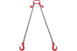 VEVOR Élingue Chaîne de Levage 2 Brins avec Crochets et Ajusteurs, 10 mm x 180 cm, Capacité de Charge 5000 kg, Grade 80, pour Chariot Élévateur, Palan à Moteur, Quai, Chantier de Construction, Usine