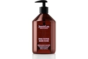 ‎JEAN & LEN Jean & Len Hand & Body Cleanser Pink Pepper & Dark Rose, für ein duftendes Reinigungserlebnis, Körper- & Handseife in einer hochwertigen Flasche, sinnlich-floraler Duft, vegan, 500 ml