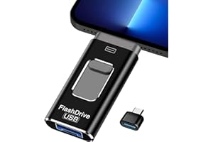 QUEVATI USB Stick 128GB,Flash Drive for iPhone 6/7/8/11/12/13/14/X/XR - 4 in 1 Photo Memory Stick External Storage Pen Drive Compatible for IOS/Android/Tablet/PC and Devices (Black, 128G)