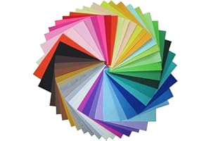 GSHUR 50 Pcs Felt Fabric Sheet Polyester Felt Cloth Coloured Felt Fabric Sheets Patchwork Felt Material Felt Paper for Art Crafts Toys Christmas Ornament (10 x 10 cm)