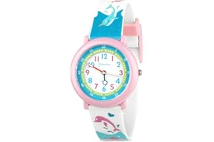 KEWUZY Orologio per bambini, impermeabile, analogico-digitale, al quarzo, cinturino in silicone, fibbia, multicolore, unisex, 3-10 anni