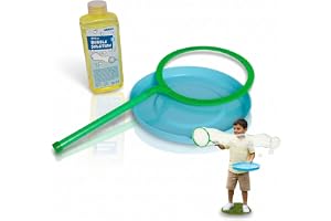 alldoro 60636 Bubble Fun jättetvålbubbelring ca. Ø 21 cm med 250 ml tvålblandning, XXL-ringstavset med tallrik och tvålbubbelvatten för jumbo tvålbubblor, barn från 3 år och vuxna