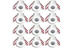 ‎LEDUX 3W LED Mini Einbaustrahler, Aluminium, IP65 Wassergeschützt, 3000K Warmweiß, Dimmbar mit Funk, Innen- und Außenbeleuchtung ideal für Terrassenüberdachung, Badezimmer, etc (Weiss, 12x Minispot)