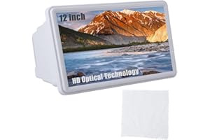 GOSHYDA Amplificador de Pantalla de teléfono móvil, Amplificador de Pantalla de teléfono móvil de Alta definición retráctil 3D portátil de 12 Pulgadas, para Interior, Camping, Turismo, Ocio(Blanco)