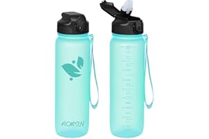 AORIN Butelka do picia ze słomką, 1 l, nie zawiera BPA, z tritanu, szczelna, nadaje się do uprawiania sportu, fitnessu, biegania, jogi, jazdy na rowerze, aktywności na świeżym powietrzu