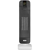 De'Longhi HFX65V20 Termoventilatore a Torre, Tecnologia Ceramica, Silenzioso, 2 Livelli di Potenza, TIMER 24H, Funzione Eco-E