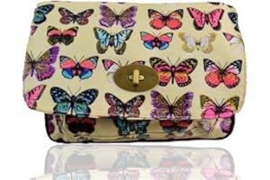 RS.FASHIONS Satchel Oilcloth Butterfly Printed Single pocket small mini cross-body shoulder messenger bags.