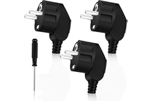 CYIOU Schuko Stecker Schukostecker IP44 Winkelstecker 230v (16A) Flach Schutzkontakt-Stecker mit Knickschutztülle Bruchfest Langlebig Kann Aussenbereich für 8-10mm Kabel