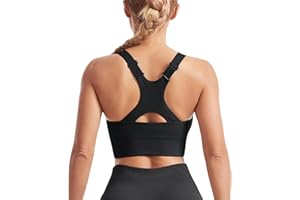 Atxnn Damen Sport BH Einstellbarer Breiten Schultergurt Yoga Bra Push up Bustier Racerback Nahtlose Gepolstert ohne Buegel für Fitness Lauf Joggen