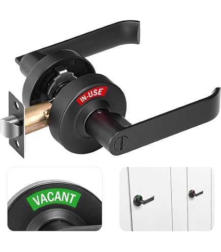 Commercial Privacy Door Lock – Occupied/Vacant Indicator For Bathrooms & Offices (Satin Chrome) - View #7